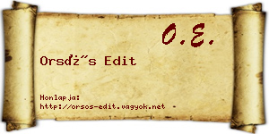 Orsós Edit névjegykártya